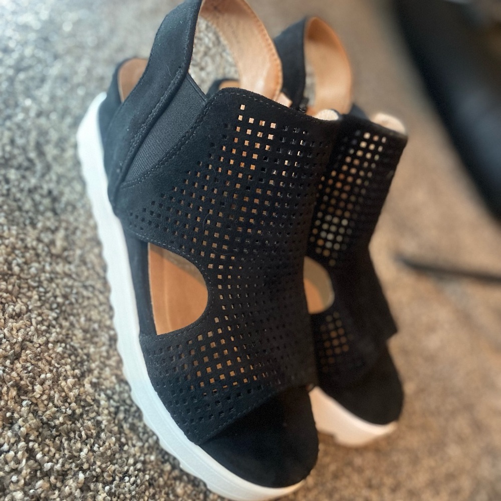 Very G Black Perforated Sandals